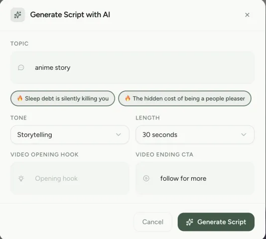 Generate Script with AI